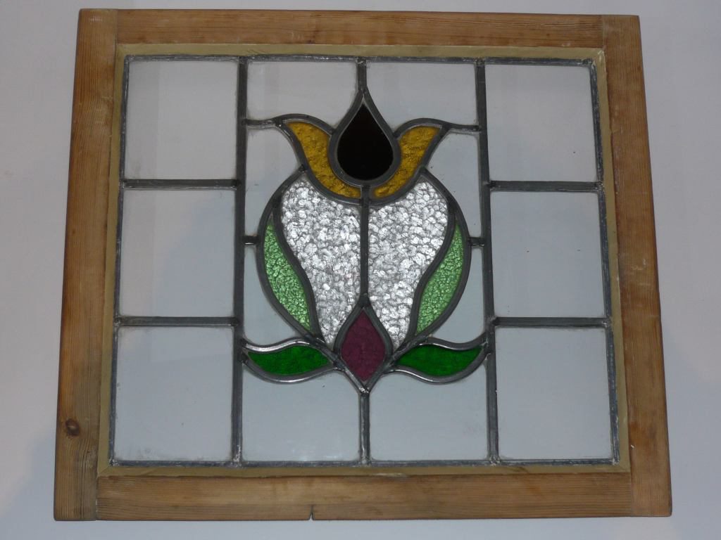 Antique stained glass window Image
